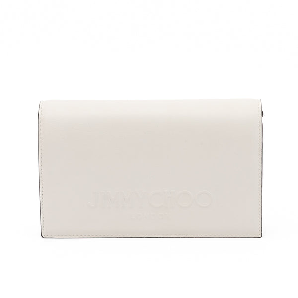 Jimmy Choo White Avenue Leather Shoulder Strap Bag